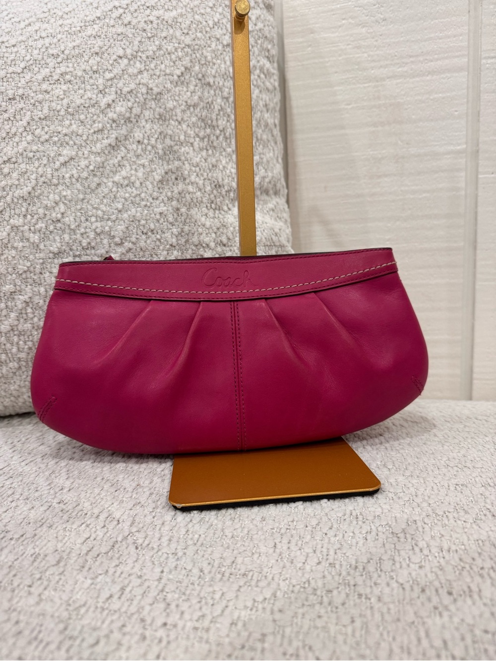 Vintage Coach Soho Pleated Smooth Leather Wristlet/Clutch